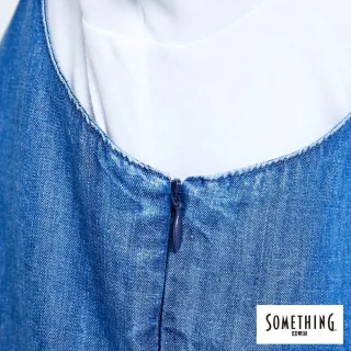 【SOMETHING】女裝 涼夏細帶背心(中古藍)