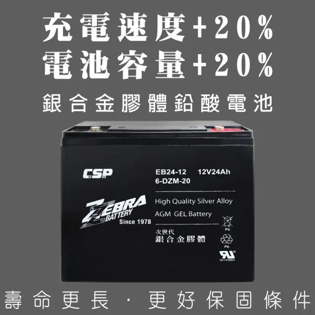 【CSP】EB24-12 x4顆 銀合金膠體電池12V24Ah(等同6-DZM-20.電動車電池.REC22-12)