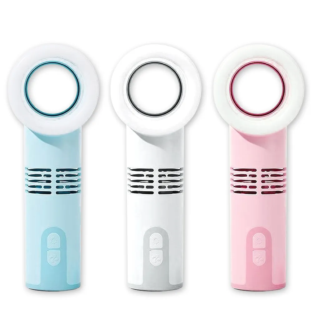 【愛兒房】韓國創意 手持/站立 隨身攜帶 USB充電 網美風扇(無葉 安全 可攜式 桌扇 手機架 美顏補光夜燈)