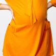 【Gennies 奇妮】都會綁帶領七分袖長版上衣(橘C3W03)