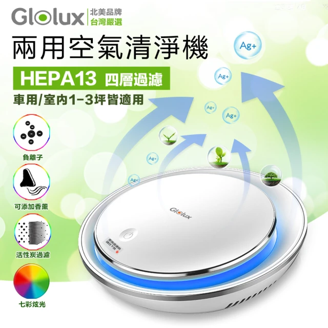 Glolux 北美品牌 USB 七彩觸控式LED 負離子空氣清淨機(1-3坪都適用)