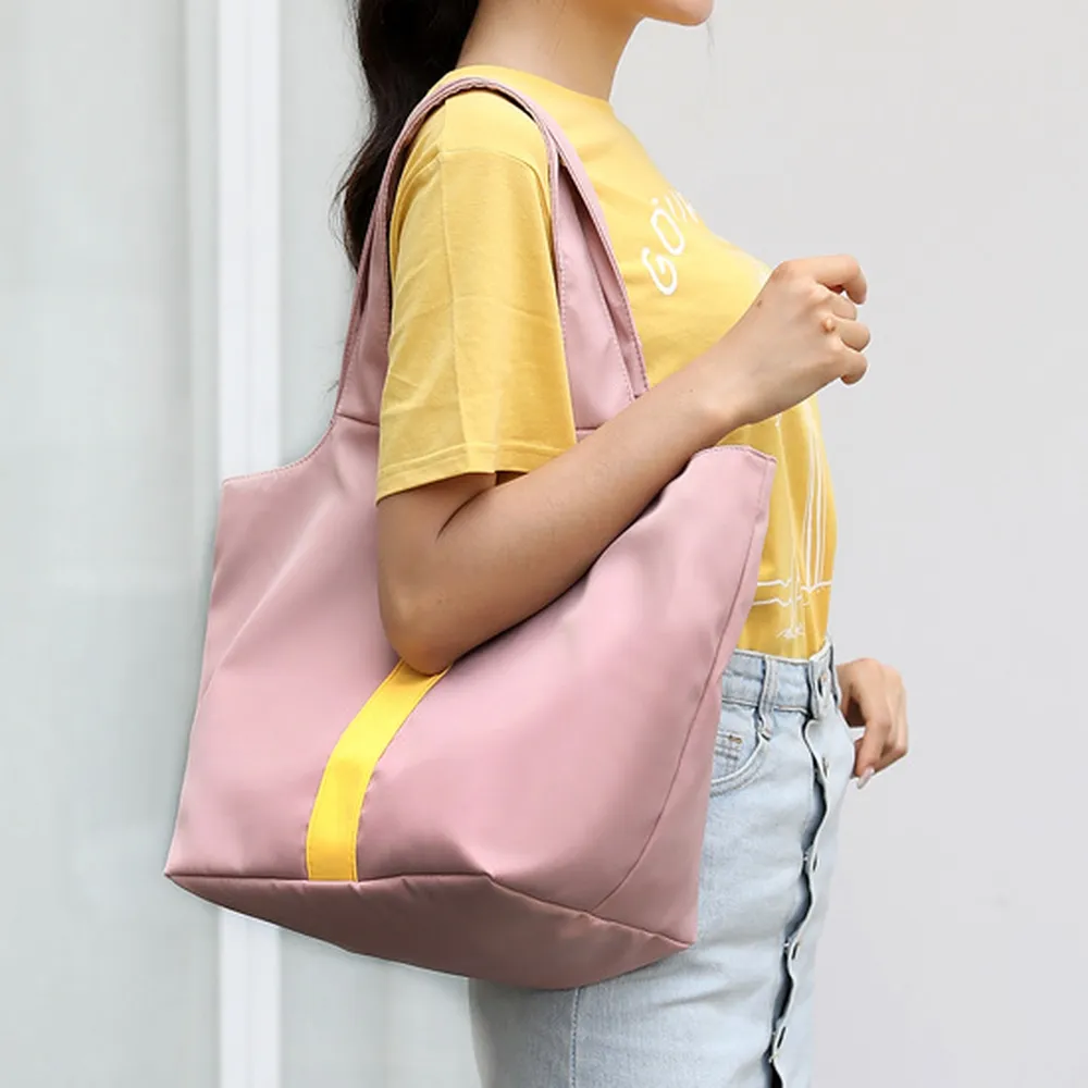 【Acorn 橡果】韓系大容量防水包側肩包手提包托特包購物袋6585(粉色)
