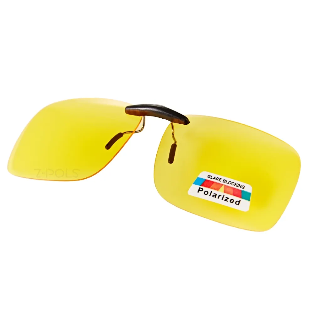 【Z-POLS】新一代夾式頂級加大夜用黃偏光抗UV400太陽眼鏡(輕巧好夾直接升級免配度 近視族必備)