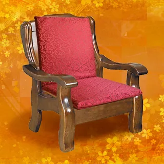 【Embrace 英柏絲】厚實L型 木椅坐墊 金富滿堂-紅色(兩入組)