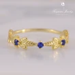 【Turquoise Jewelry】輕珠寶系列Vintage風橄欖葉藍鋯石S925銀鍍金戒指(tqst0002)