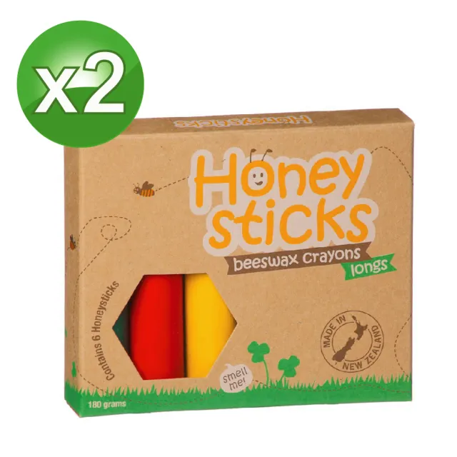 【Honey Sticks】紐西蘭純天然蜂蠟無毒蠟筆-3歲以上幼童適用(6色高胖型x2組)