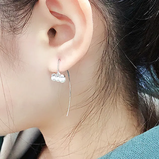 【HaNA 梨花】韓國極簡搭配三顆珍珠耳線耳環