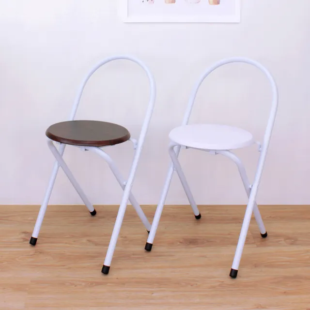 【美佳居】鋼管(木製椅座)折疊椅/餐椅/洽談椅/辦公椅-4入/組(二色可選)