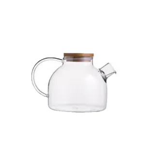 【Homely Zakka】午茶食光茶濾短嘴竹蓋玻璃壺/花果茶壼(1000ml)