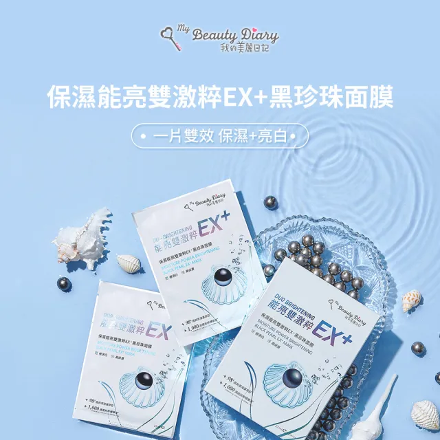 【我的美麗日記】保濕能亮雙激粹EX+黑珍珠面膜6入