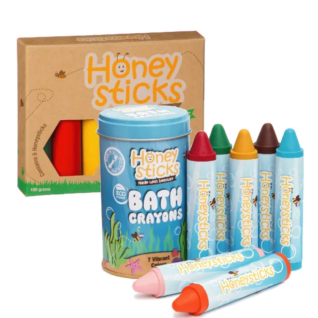 【Honey Sticks】紐西蘭純天然蜂蠟無毒蠟筆(6色高胖型+7色浴室可水洗型)