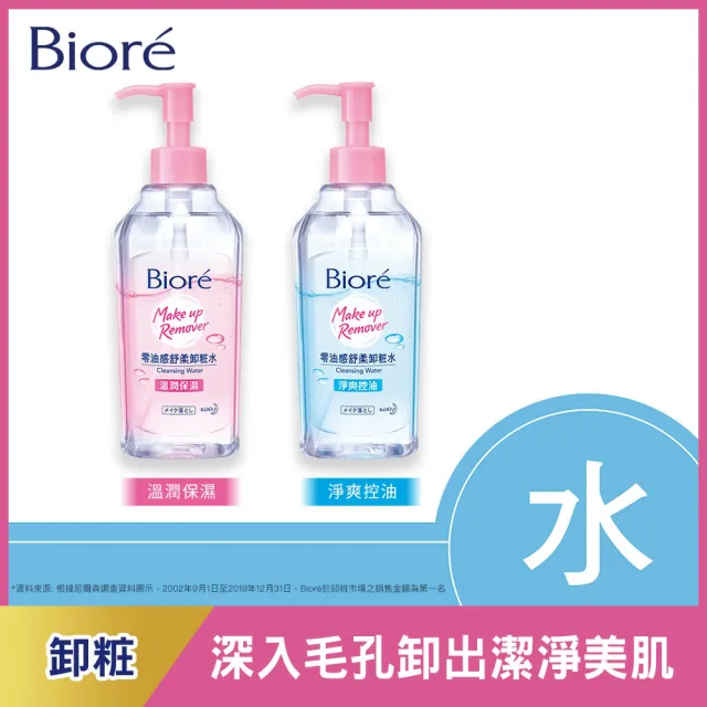 【Biore 蜜妮】零油感舒柔卸妝水_300ml(溫潤保濕型/淨爽控油型)