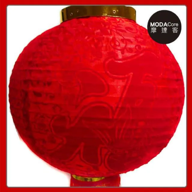 【摩達客】農曆春節元宵 18吋植絨魚福紅燈籠 一組兩入
