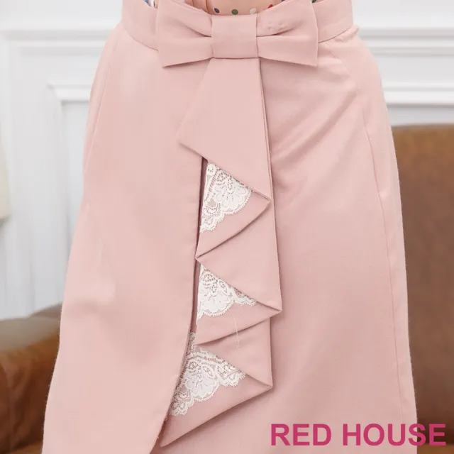 【RED HOUSE 蕾赫斯】蝴蝶結蕾絲短裙(共2色)