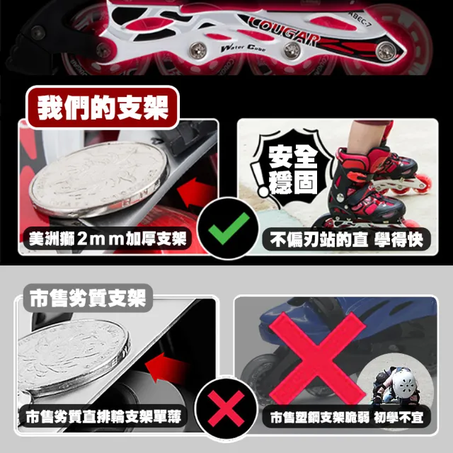 【TAS 極限運動】檢驗合格 美洲獅直排輪(兒童款 可調式 直排輪 溜冰鞋)