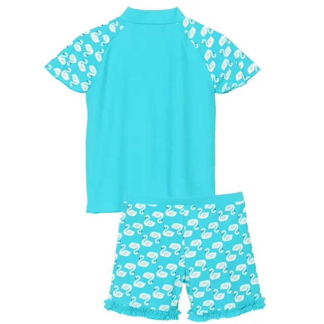 【德國Playshoes】抗UV防曬短袖兩件組兒童泳裝-天鵝(認證UPF50 泳衣+泳褲)