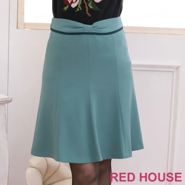 【RED HOUSE 蕾赫斯】雙色蝴蝶結及膝裙(共2色)