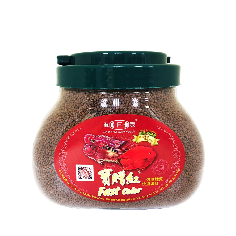 【海豐飼料】寶贈紅-血鸚鵡•慈鯛科增艷極品飼料 中粒950g(適合血鸚鵡、慈鯛科、一般熱帶魚食用)