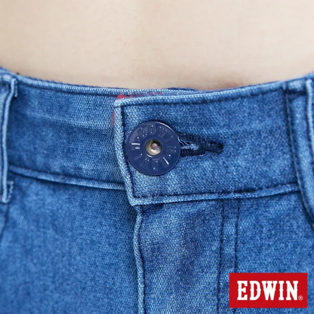 【EDWIN】女裝 JERSEYS EJ7透氣錐形迦績長褲(中古藍)