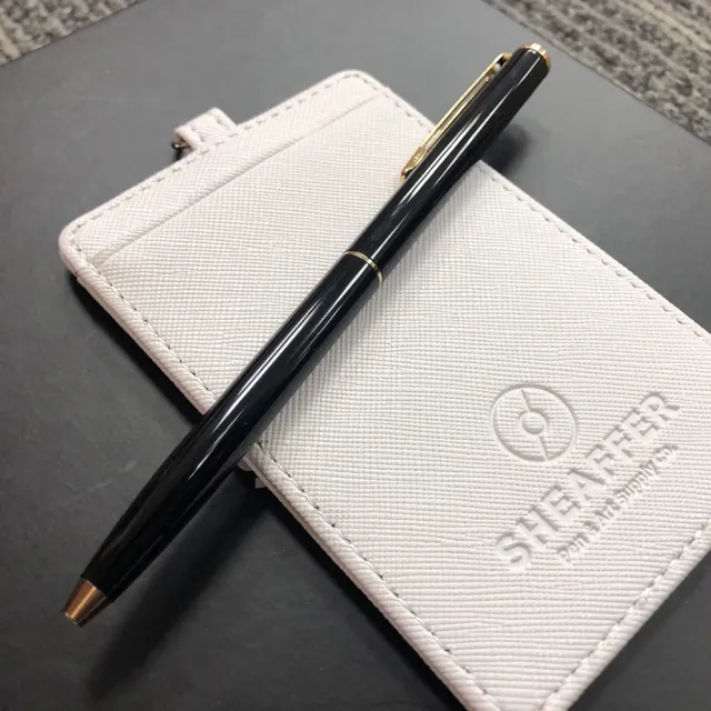 【SHEAFFER】SFA9黑琺瑯原子筆+白色證件套禮盒