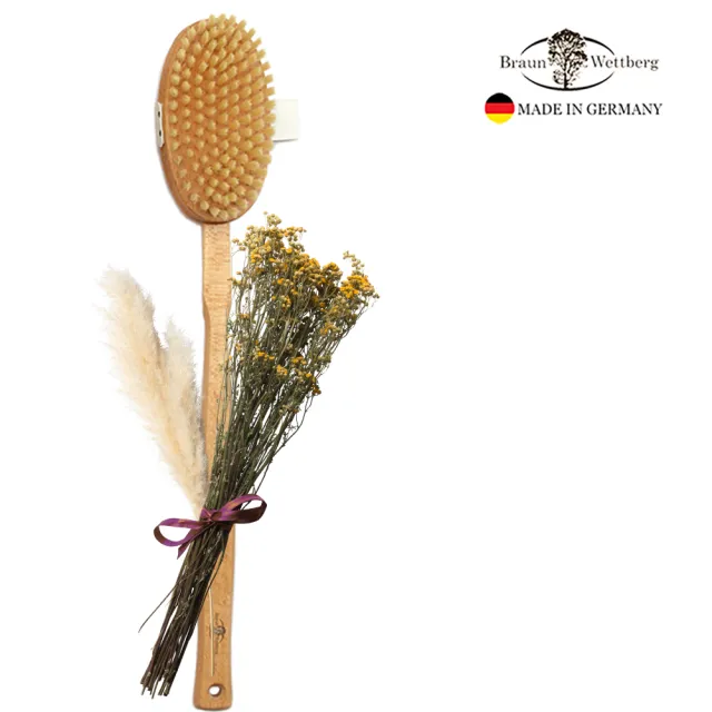【BRAUN WETTBURG 珀薇】德國製 白豚鬃長柄放鬆沐浴按摩刷(厚刷/沐浴按摩美容/99狂購)