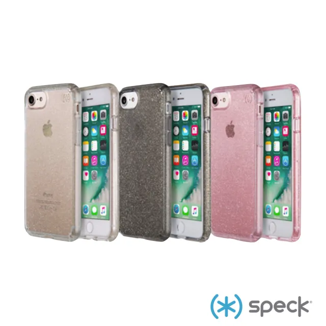 【Speck】iPhone 7 Presidio Clear+Glitter 金色玻璃水晶防摔保護殼(透明防摔殼)