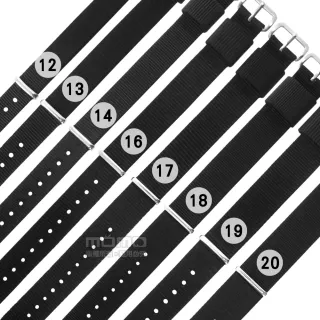 【Watchband】12.13.14.16.17.18.19.20 mm / DW 各品牌通用 不鏽鋼扣頭 尼龍錶帶(黑色)
