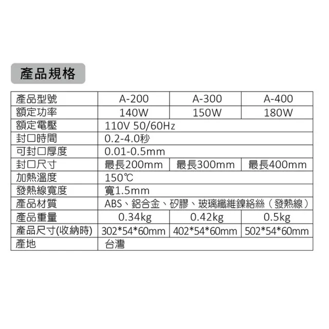 【UFOTEC】官方直營 台灣製造 鋁合金瞬熱型 A-400 封口機 封口+切斷兩用-不用換線 不熔斷玻璃纖維--免耗材