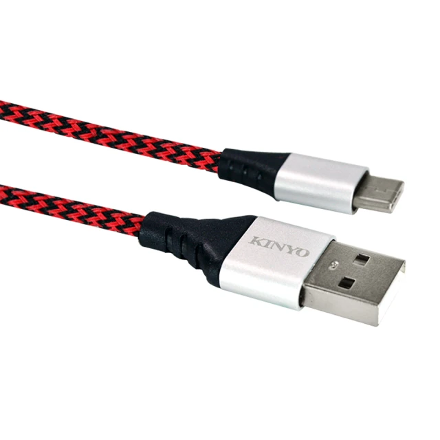 【KINYO】USB Type-C 尼龍線極速充電傳輸線2M(Type-C)
