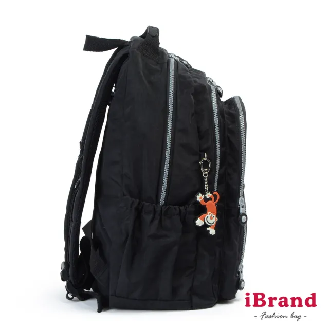【iBrand】雙11 百搭簡約素色多層收納後背包(百搭黑)