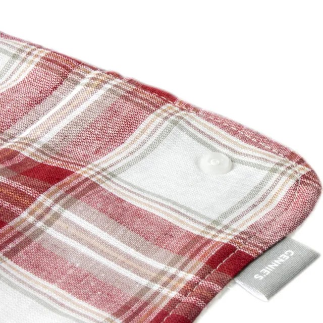 【Gennies 奇妮】英倫揹帶口水巾1入-紅白(胸前口水巾 雙面可用 輕量氣墊揹帶通用)