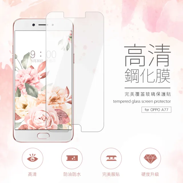 OPPO a77 透明高清非滿版9H鋼化膜手機保護貼(3入 OPPO A77保護貼 A77鋼化膜)