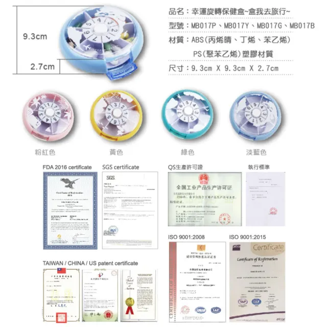 【Fullicon護立康】7日幸運旋轉圓形藥盒(保健食品/藥品/小物收納盒)