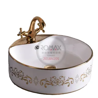 【洗樂適衛浴】ROMAX鑲金檯上盆、碗公盆、立體盆(RD102)