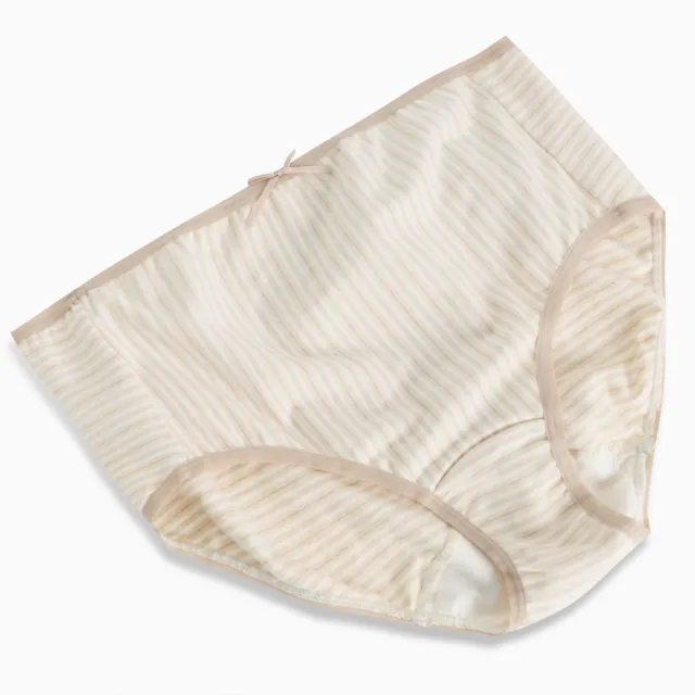 【Gennies 奇妮】天然原棉孕婦高腰內褲(條紋棕GB30)