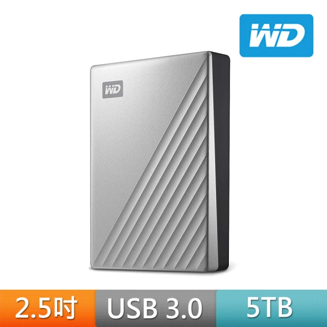 【WD 威騰】My Passport Ultra for Mac 5TB Type-C 2.5吋 行動硬碟 銀