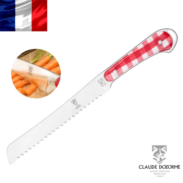 【Claude Dozorme】Vichy紅方格織布系列-麵包刀