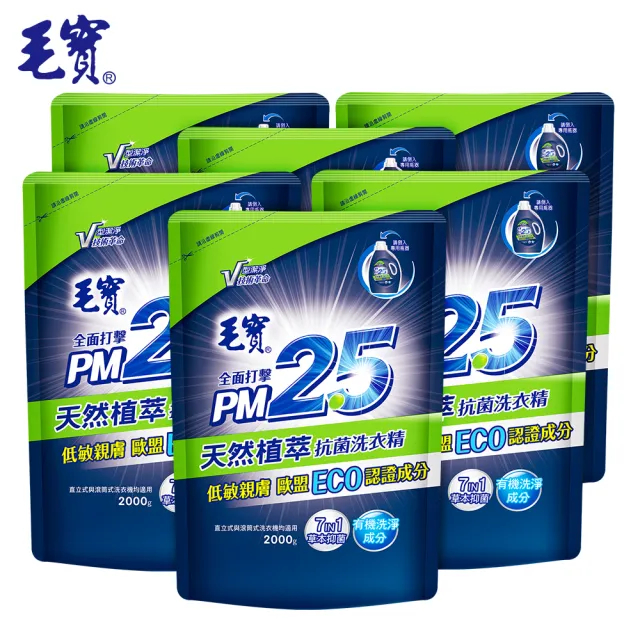 【毛寶】天然植萃PM2.5洗衣精-補充包(2000gX6入)