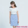 【RED HOUSE 蕾赫斯】素面波浪合身裙(淺藍色)