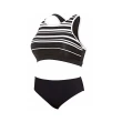【Zoggs】女性《黑白條紋》競泳款環保兩件式泳衣(成人泳衣/女生泳衣/機能泳衣/環保)
