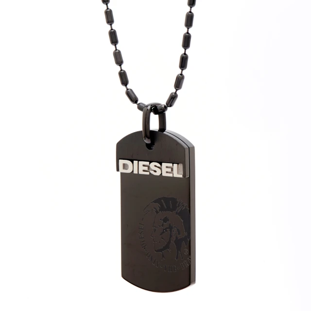 DIESEL 純黑街頭風軍牌項鍊DX0004040(DIESEL項鍊)