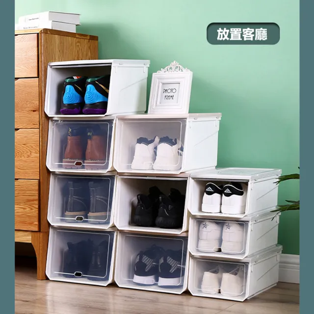 【VENCEDOR】印花透明掀蓋可加疊時尚收納鞋盒(3色可選-6入)