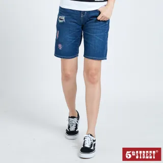 【5th STREET】女裝 短褲 牛仔短褲 五分褲 深藍(920116)