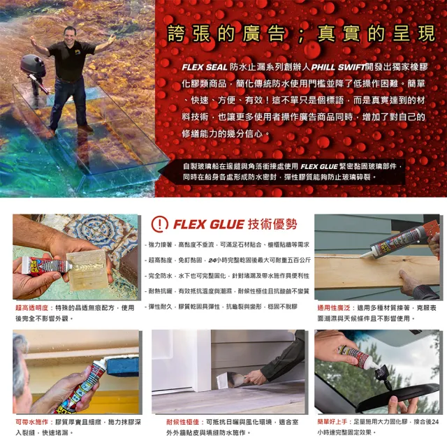 【FLEX SEAL】FLEX GLUE 飛速大力固化膠 多色澤(防水黏固／專業型)