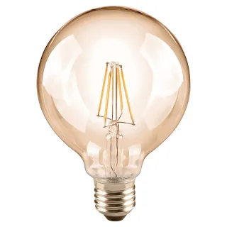 【Luxtek樂施達】買四送一 高效能 Led 金色圓球型燈泡 可調光 6.5W E27 黃光-5入(LED燈 燈絲燈 仿鎢絲燈)