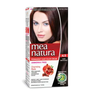 【mea natura 美娜圖塔】植萃紅石榴染髮劑4.5號-深棕紅色-60G+60G(擺脫顯老白髮．重現年輕髮色)