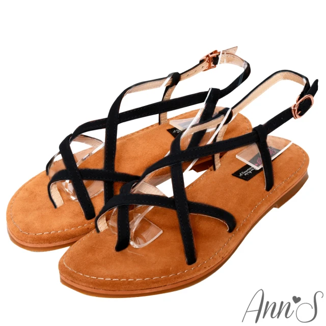 【Ann’S】水洗牛皮-美式女孩夾腳寬版平底涼鞋(黑)