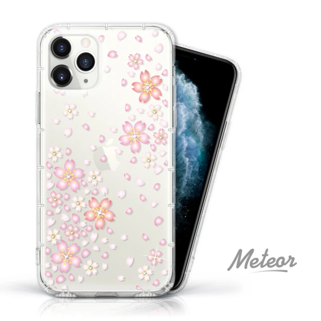 【Meteor】iPhone 11 Pro 奧地利彩鑽空壓防摔手機殼(櫻花)