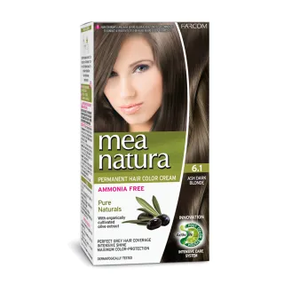 【mea natura 美娜圖塔】植萃橄欖染髮劑6.1號-自然棕色-60G+60G(擺脫顯老白髮．重現年輕髮色)