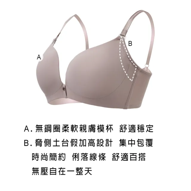 【Swear 思薇爾】嗨Q Bra系列B-D罩素面無痕模杯無鋼圈包覆內衣(拿鐵褐)